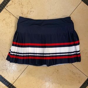 Fila medium tennis skirt in red white and navy with ruffled back